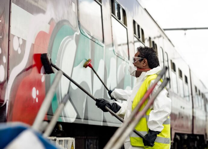 Eliminer des graffitis des trains, des façades, des fenêtres, des portes,... - Mobility Masters s'en occupe