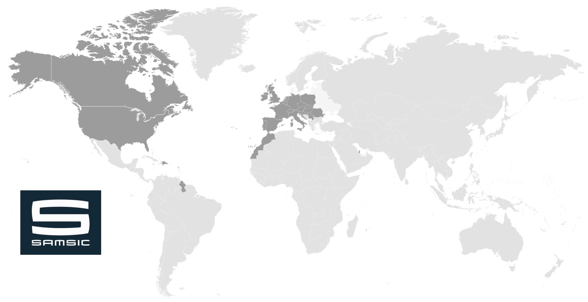 Samsic - kaart met landen waar het bedrijf actief is - wereldkaart