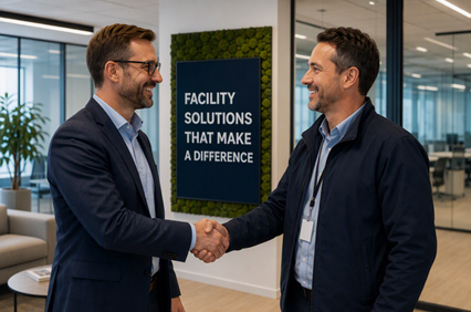 facilitaire dienstverlening anno 2026 - Cleaning Masters - handdruk - handshake - handen schudden - ai generated